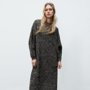 Zara Knit Midi Dress Black